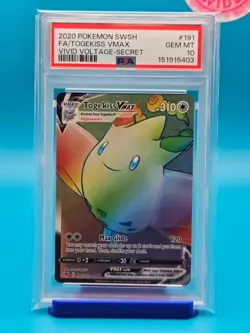 PSA 10 - 2020 POKEMON SWORD & SHIELD VIVID VOLTAGE 191 FULL ART/TOGEKISS VMAX - Image 1