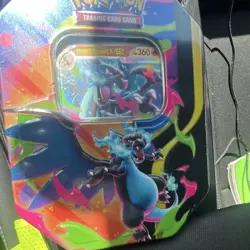 Pokemon Mega Charizard X Metal Tin Pokemon TCG Mega Charizard Tin Storage Case - Image 1