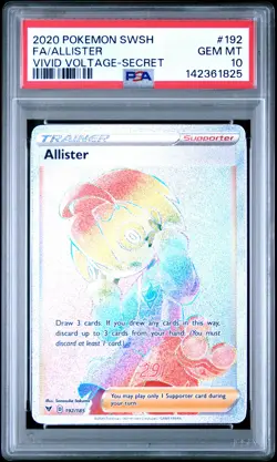2020 POKEMON SWORD & SHIELD VIVID VOLTAGE SECRET #192 FULL ART/ALLISTER PSA 10 - Image 1