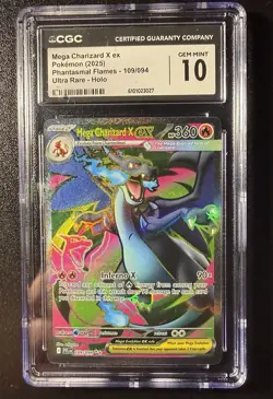 2025 Pokemon Mega Charizard X Ex Phantasmal Flames 109/094 CGC GEM MINT 10 - Image 1