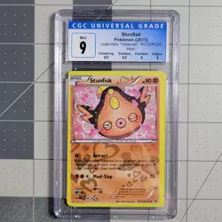 Stunfisk Legendary Treasures Miscut Error CGC 9 Mint Pokemon Card RC12/RC25 - Image 1