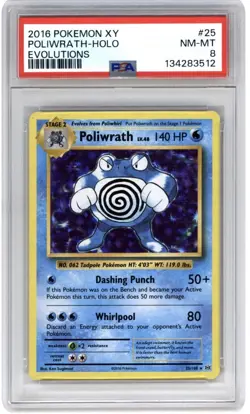 2016 Pokemon XY Evolutions Holo #25 - PSA MINT 8 - POLIWRATH - Image 1