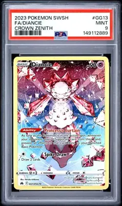 2023 POKEMON SWORD & SHIELD CROWN ZENITH #GG13 FULL ART/DIANCIE PSA 9 - Image 1