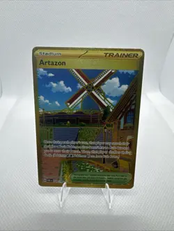 Pokemon Artazon 229/197 SV03 Obsidian Flames Gold Full Art Holo Trainer Stadium - Image 1