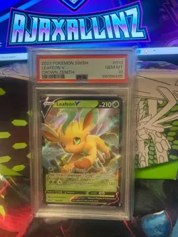 GRADED PSA 10 2023 Pokemon SWSH Leafeon V Crown Zenith #013 - Image 1
