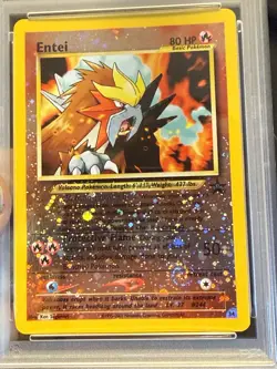Entei 34/53 Pokemon Movie Promo 2001 PSA 8 🔥 WITH CRAZY SWIRL 🌀 - Image 2