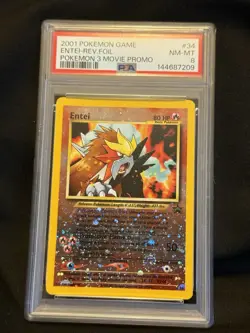 Entei 34/53 Pokemon Movie Promo 2001 PSA 8 🔥 WITH CRAZY SWIRL 🌀 - Image 3