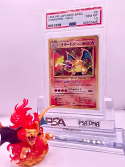 Pokemon 1996 Holo Charizard #6 PSA 10 GEM MINT (Stand/figure not included) - Image 1