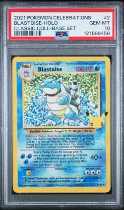 Pokemon PSA 10 GEM MINT Celebrations Blastoise 2/102 Classic Collection Holo - Image 1