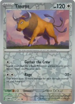 Tauros 128/165 151 MEWen Reverse Holo Pokemon NM/M - Image 1