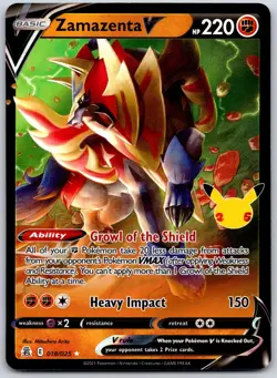 POKEMON CELEBRATIONS ZAMAZENTA V 018/025 V RARE HOLO NM - Image 1