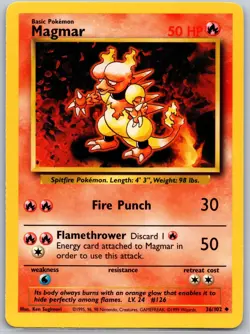 POKEMON BASE SET UNLIMITED MAGMAR 36/102 UNCOMMON LP - Image 1