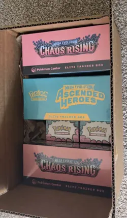 Pokemon Center ETB Booster Bundle Lot Chaos Rising Ascended Heroes New Sealed - Image 1