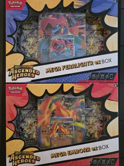 Pokemon TCG Ascended Heroes Mega Feraligatr-EX & Emboar-EX Lenticular - Image 1