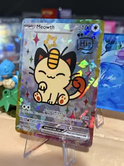 Derpy Pokemon Fan Made Holo Display Cards - Hi Meowth - Team Rocket Meowth - Image 1
