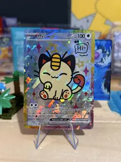 Derpy Pokemon Fan Made Holo Display Cards - Hi Meowth - Team Rocket Meowth - Image 2