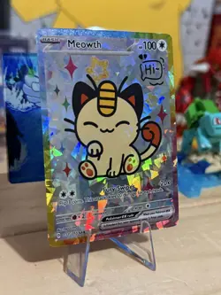 Derpy Pokemon Fan Made Holo Display Cards - Hi Meowth - Team Rocket Meowth - Image 3
