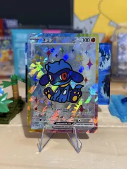 Derpy Pokemon Fan Made Holo Display Cards - Derpy Riolu - Is Just A Baby Lucario - Image 1