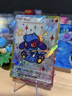 Derpy Pokemon Fan Made Holo Display Cards - Derpy Riolu - Is Just A Baby Lucario - Image 3