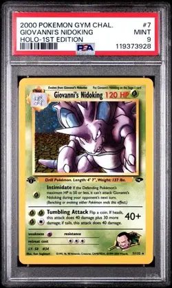 2000 POKEMON GYM CHALLENGE HOLO-1ST EDITION #7 GIOVANNI'S NIDOKING PSA 9 - Image 1