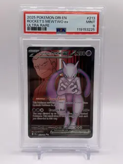 2025 POKEMON DRI EN-DESTINED RIVALS ULTRA RARE TEAM ROCKET'S MEWTWO EX PSA 9 - Image 1