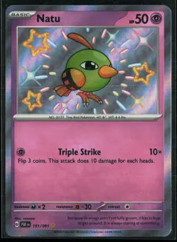 Natu 151/091 Paldean Fates Shiny Rare Pokemon - Image 1