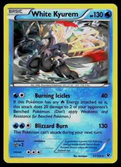 White Kyurem 21/124 Fates Collide Rare Holo Pokemon - Image 1