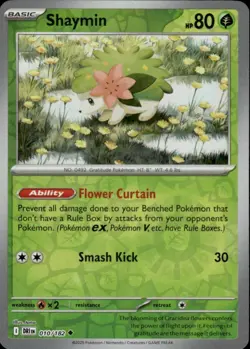 SHAYMIN 010/182 DESTINED RIVALS UC POKEMON REVERSE HOLO NM/M - Image 1