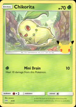 CHIKORITA 002/025 MCDONALD'S 25TH ANNIVERSARY PROMOS PROMO POKEMON SOWSOW - Image 1