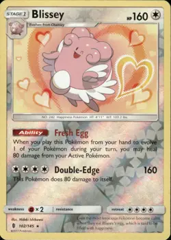 BLISSEY 102/145 GUARDIANS RISING HOLO RARE REVERSE HOLO POKEMON - Image 1