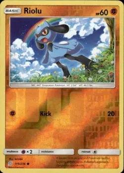RIOLU 115/236 UNIFIED MINDS COMMON REVERSE HOLO POKEMON KIRISAKI - Image 1
