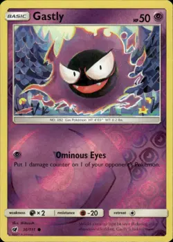 GASTLY 36/111 CRIMSON INVASION COMMON REVERSE HOLO POKEMON SHIBUZOH. - Image 1