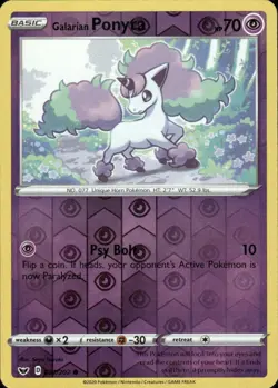 GALARIAN PONYTA 081/202 SWORD & SHIELD COMMON REVERSE HOLO POKEMON SAYA TSURUTA - Image 1