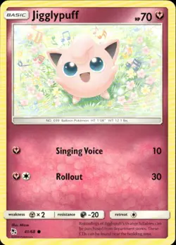 JIGGLYPUFF 41/68 HIDDEN FATES COMMON POKEMON MIZUE - Image 1