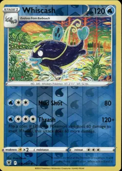 WHISCASH 036/189 ASTRAL RADIANCE UNCOMMON REVERSE HOLO POKEMON SHINJI KANDA - Image 1