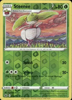 STEENEE 014/198 CHILLING REIGN UNCOMMON REVERSE HOLO POKEMON TOMOKAZU KOMIYA - Image 1