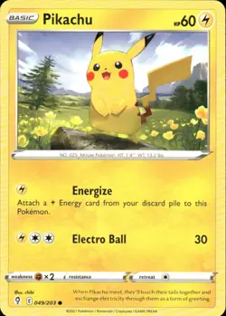 PIKACHU 049/203 EVOLVING SKIES COMMON POKEMON CHIBI - Image 1