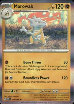 MAROWAK 105/165 151 RARE HOLO POKEMON SHINYA KOMATSU - Image 1