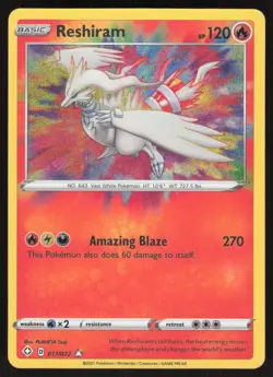 Reshiram 017/072 Amazing Rare Shining Fates Pokemon Near Mint - Image 1