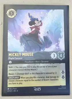 Disney Lorcana MICKEY MOUSE PLAYFUL SORCERER Promo Card D23 - Image 1