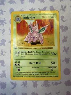 Pokemon Card - Nidorino Base Set 37/102 Uncommon 1st Edition shadowless - Image 1