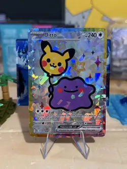 Derpy Pokemon Fan Made Holo Display Cards - Derpy Ditto With A Pikachu Balloon - Image 1