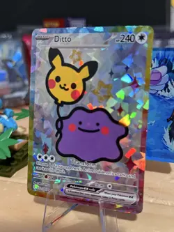 Derpy Pokemon Fan Made Holo Display Cards - Derpy Ditto With A Pikachu Balloon - Image 3