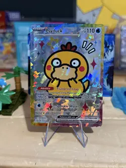 Derpy Pokemon Fan Made Holo Display Cards - Derpy Psyduck - Give Me A Quack! - Image 1