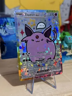 Derpy Pokemon Fan Made Holo Display Cards - Derpy Espeon - Psychic Eeveelution - Image 2