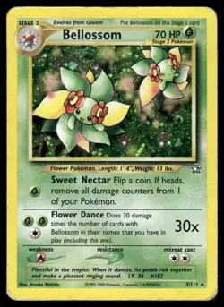 Pokemon Cards Bellossom 3/111 Neo Genesis Holo Rare MP - Image 1