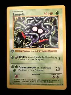 Pokemon TCG Tangela Base Set 1st Edition Shadowless Common Card - Image 1