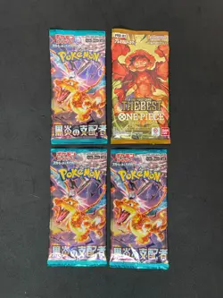 Pokemon Ruler of the Black Flame SV3 One Piece The Best PRB-01 4 Pack Japanese - Image 1