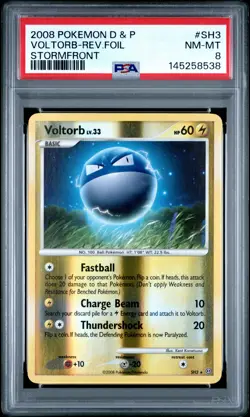 2008 POKEMON DIAMOND & PEARL STORMFRONT #SH3 VOLTORB-REVERSE FOIL PSA 8 - Image 1