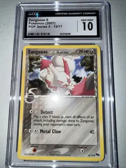 CGC 10 Pokemon Zangoose (Delta Species) 015/017 POP Series 5 Non Holo Low Pop 38 - Image 2